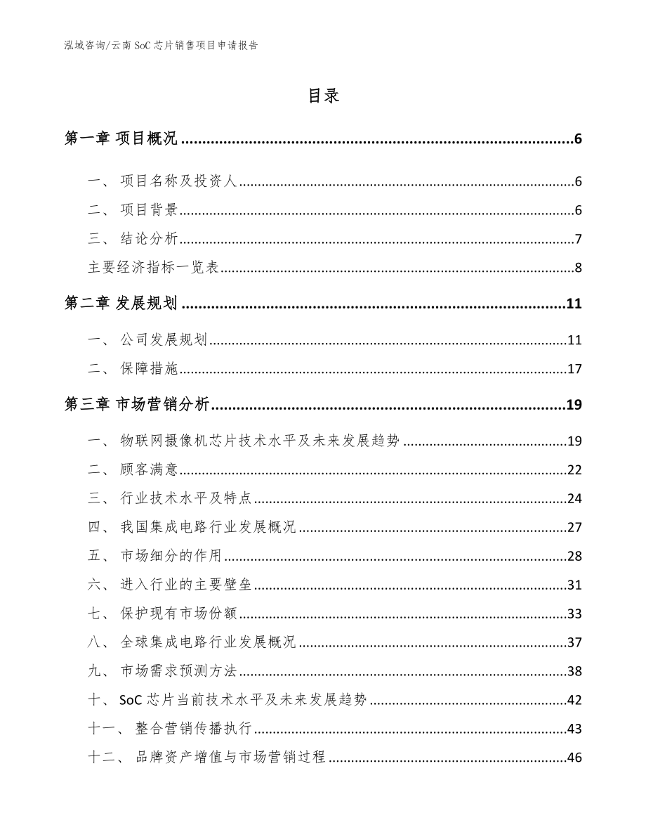 云南SoC芯片销售项目申请报告（模板范本）_第1页