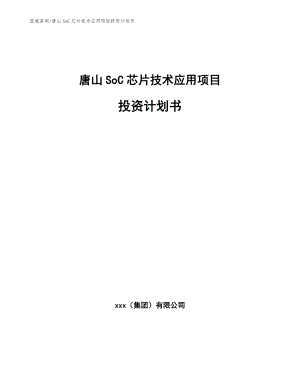 唐山SoC芯片技术应用项目投资计划书（范文参考）