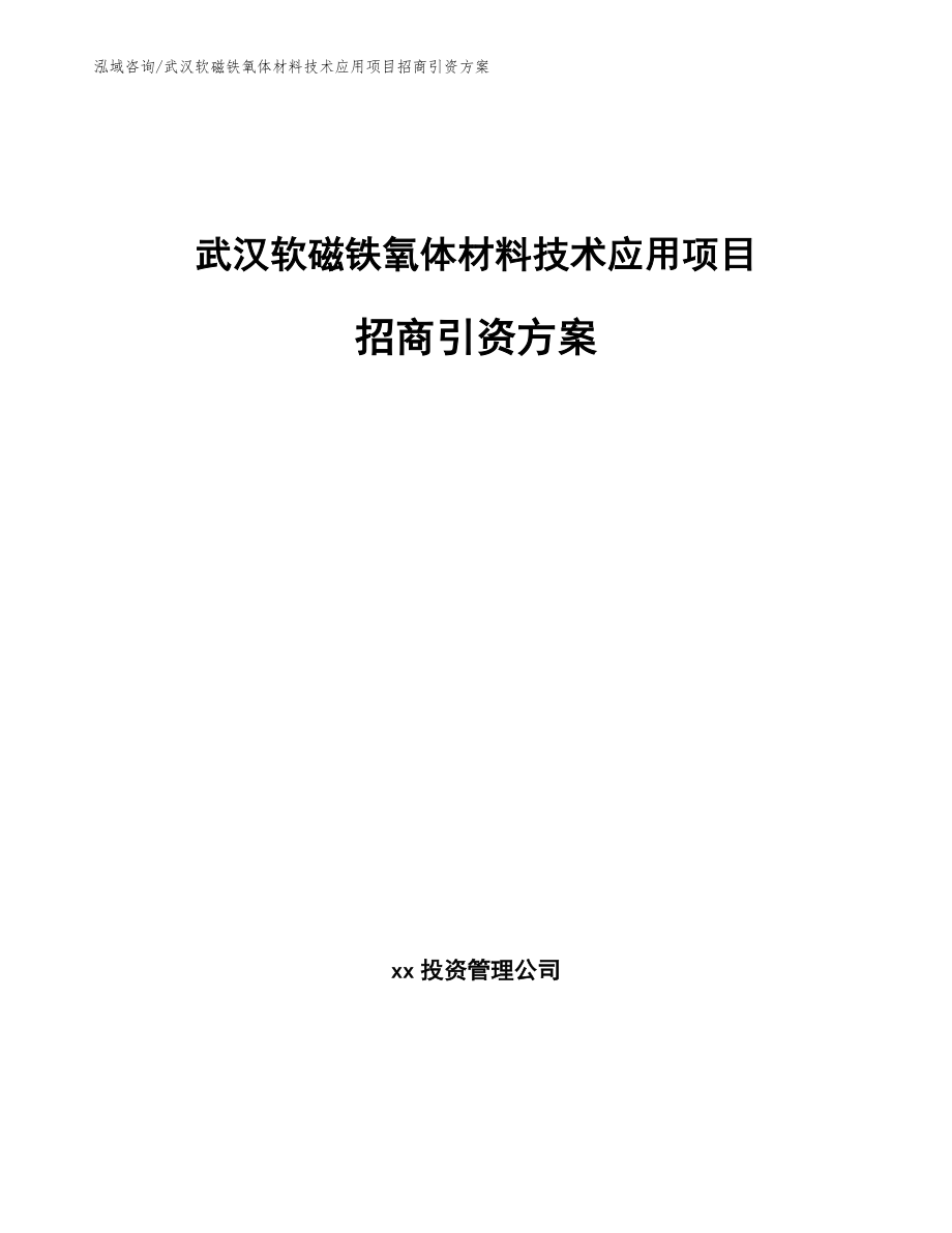 武汉软磁铁氧体材料技术应用项目招商引资方案_第1页