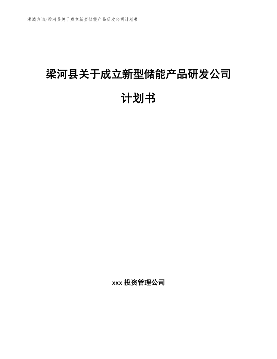 梁河县关于成立新型储能产品研发公司计划书_第1页
