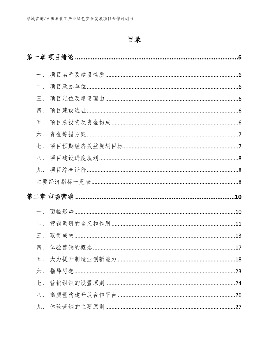 永善县化工产业绿色安全发展项目合作计划书（模板）_第1页