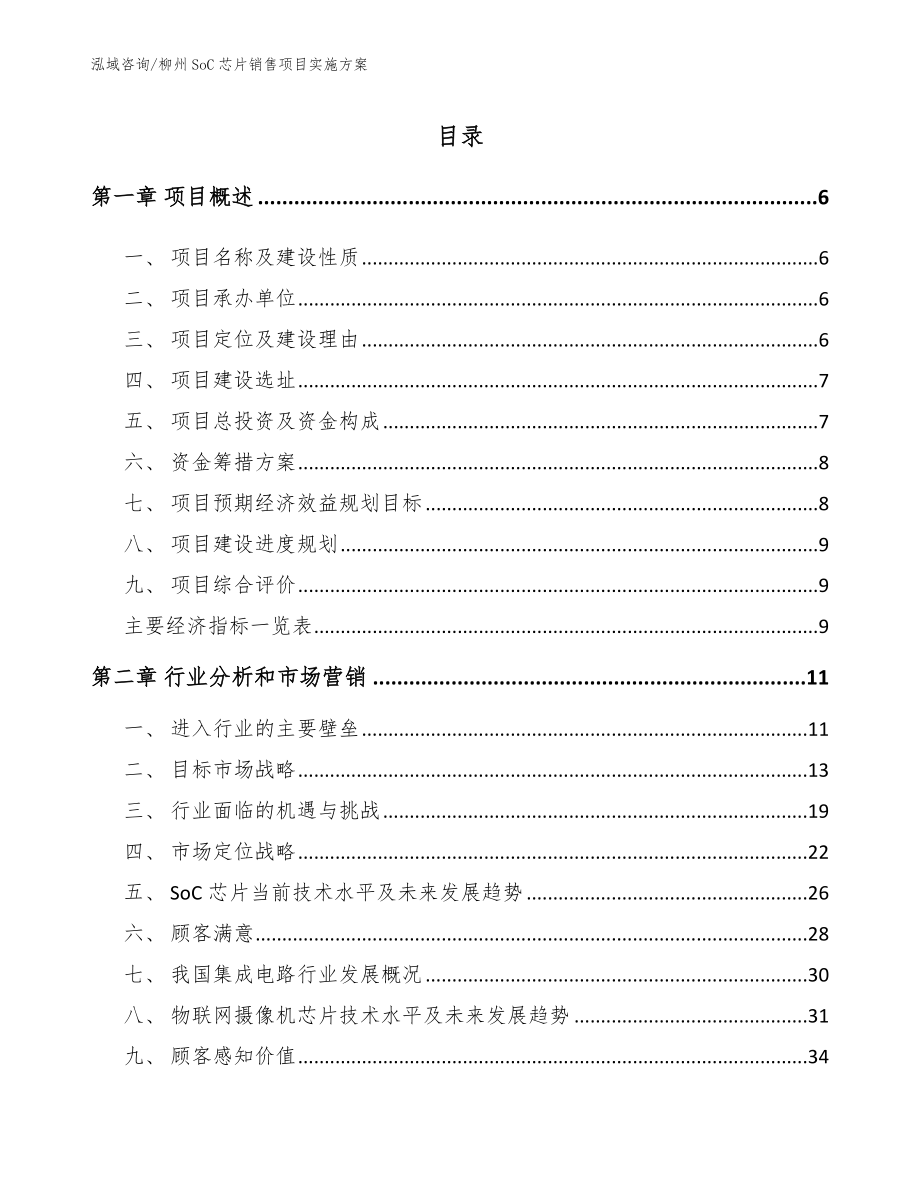 柳州SoC芯片销售项目实施方案_模板范文_第1页