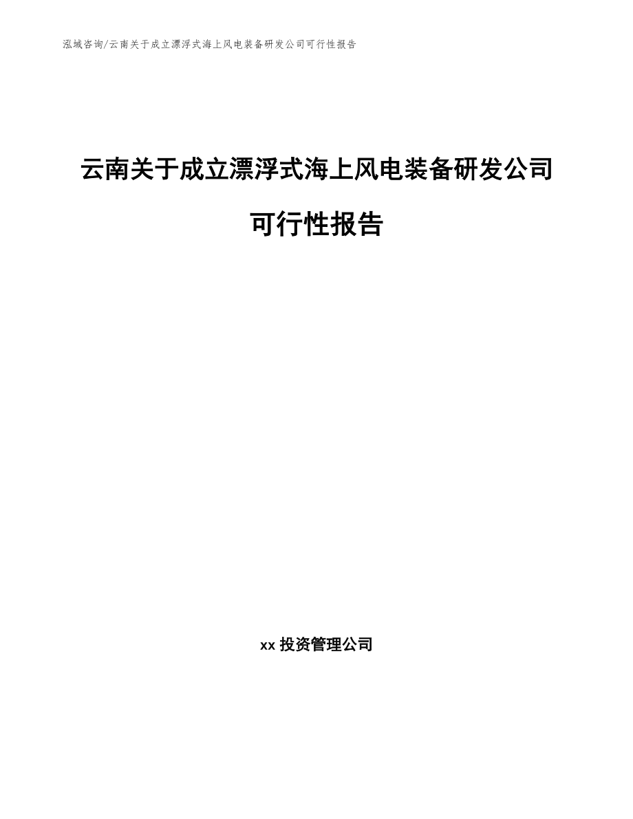 云南关于成立漂浮式海上风电装备研发公司可行性报告_参考模板_第1页