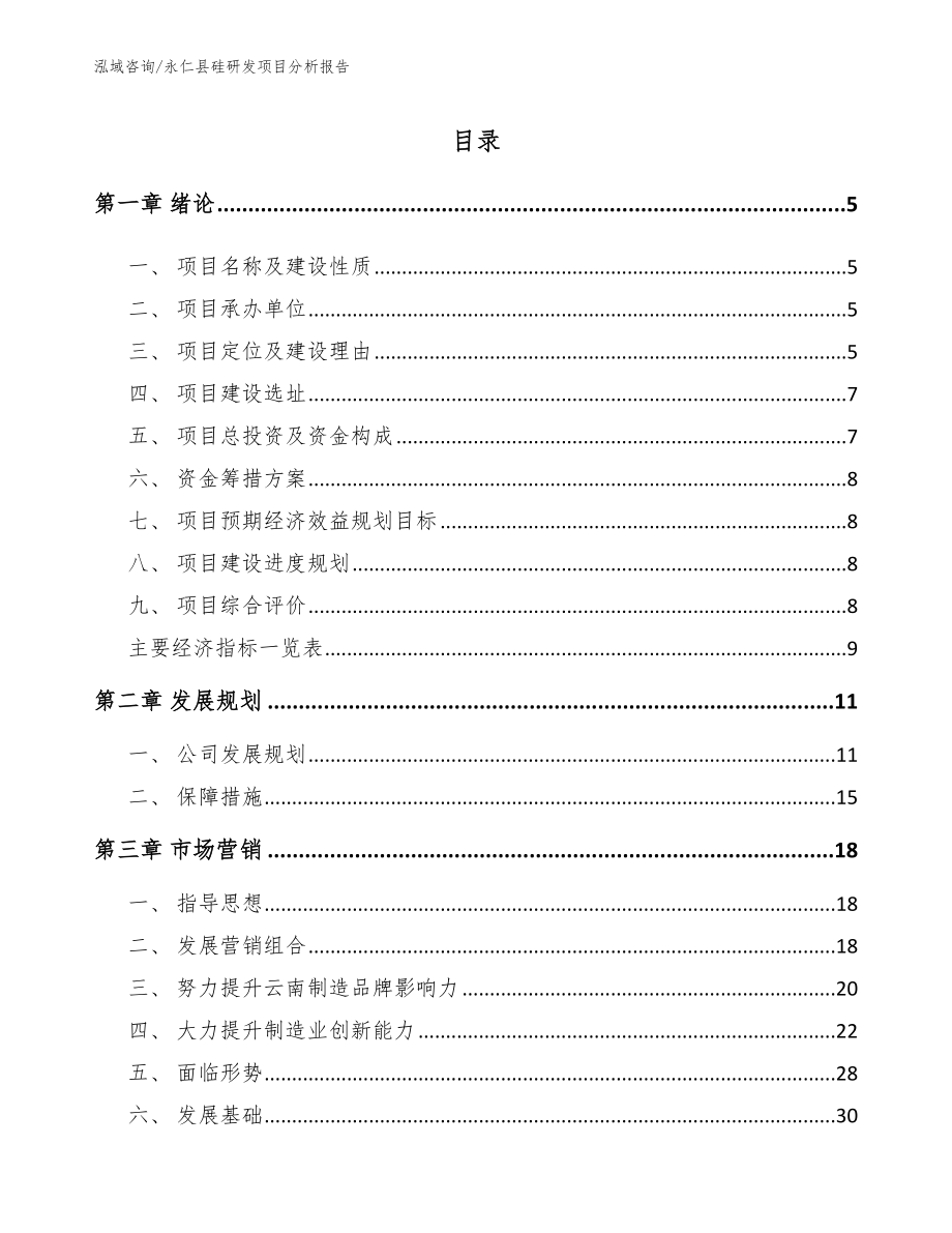 永仁县硅研发项目分析报告范文参考_第1页