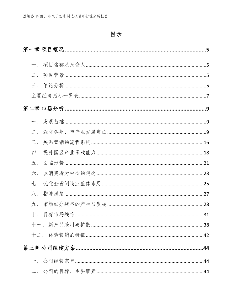 丽江市电子信息制造项目可行性分析报告_第1页