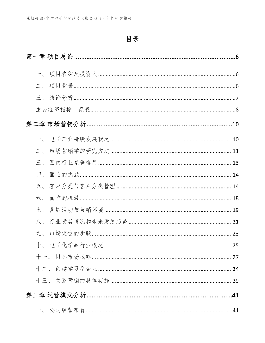 枣庄电子化学品技术服务项目可行性研究报告_第1页