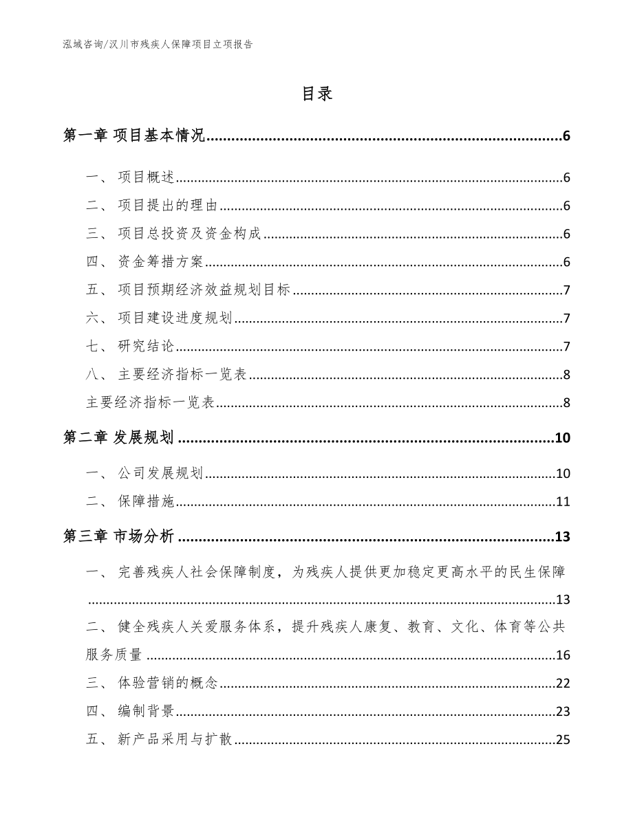 汉川市残疾人保障项目立项报告_模板参考_第1页