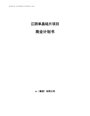 江阴单晶硅片项目商业计划书_模板范文