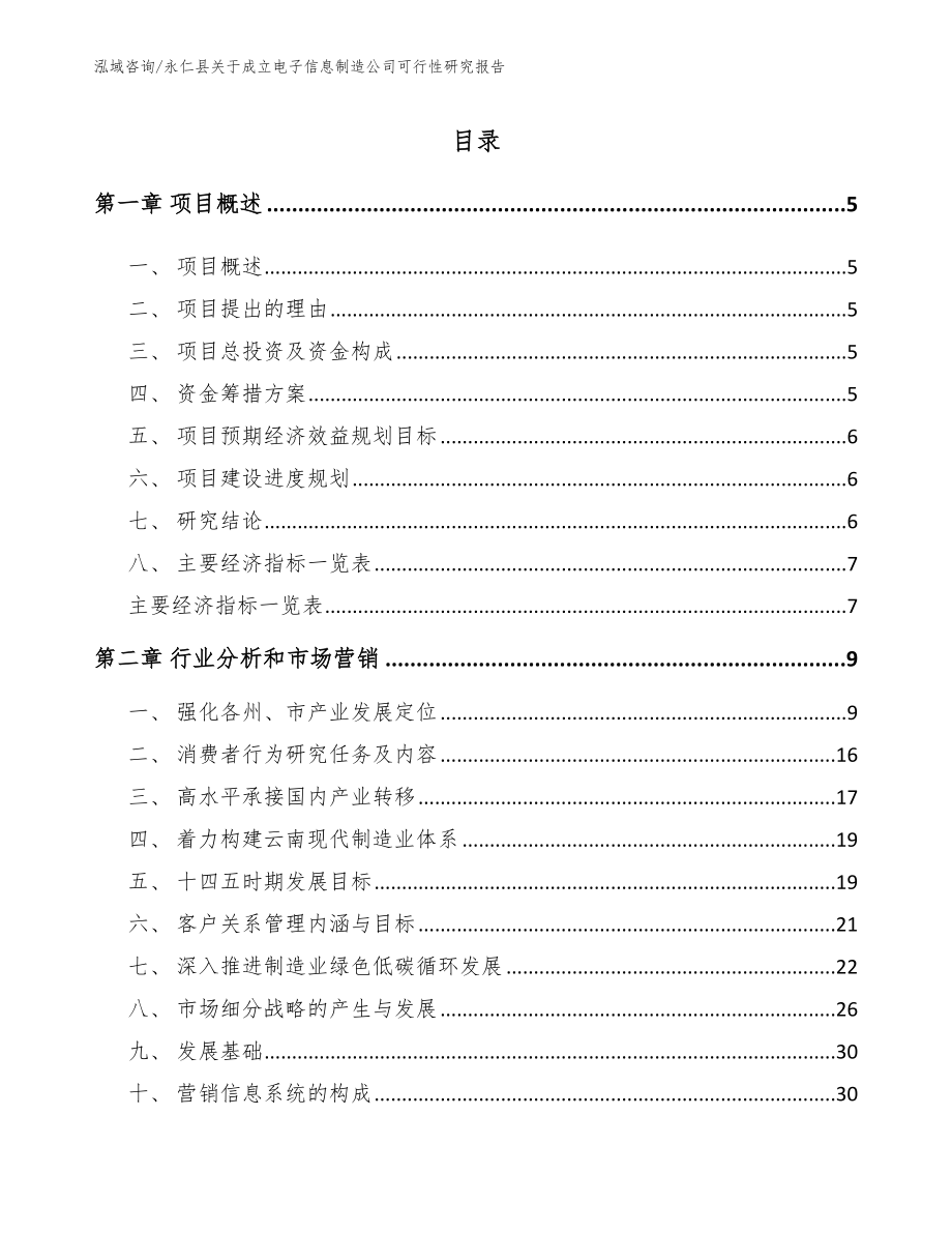 永仁县关于成立电子信息制造公司可行性研究报告_模板范本_第1页