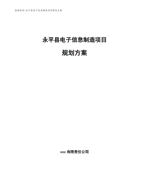 永平县电子信息制造项目规划方案