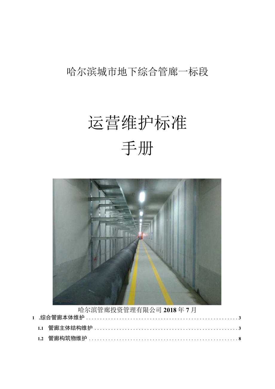 综合管廊运营维护标准手册18.08.09_第1页