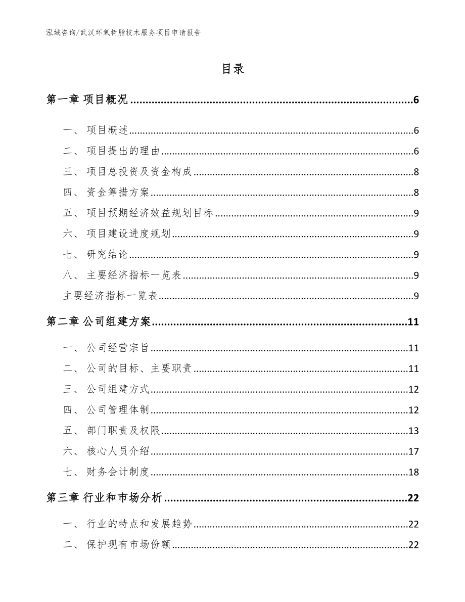 武汉环氧树脂技术服务项目申请报告_第1页