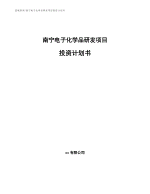 南宁电子化学品研发项目投资计划书【参考模板】