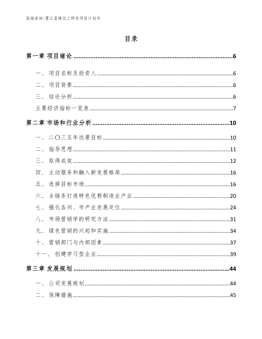 墨江县煤化工研发项目计划书_模板参考_第1页