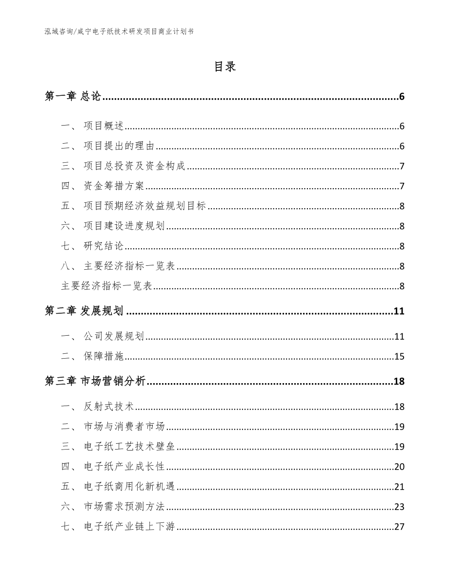 咸宁电子纸技术研发项目商业计划书_第1页