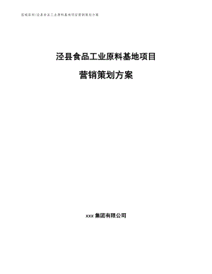 泾县食品工业原料基地项目营销策划方案_范文