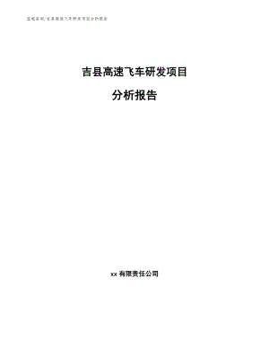吉县高速飞车研发项目分析报告【参考模板】