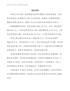 天津SoC芯片销售项目申请报告（模板范文）