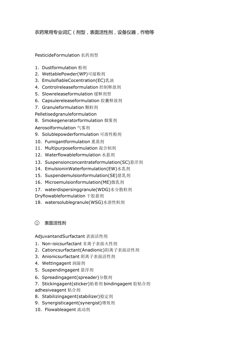 农药学常见英语词汇_第1页