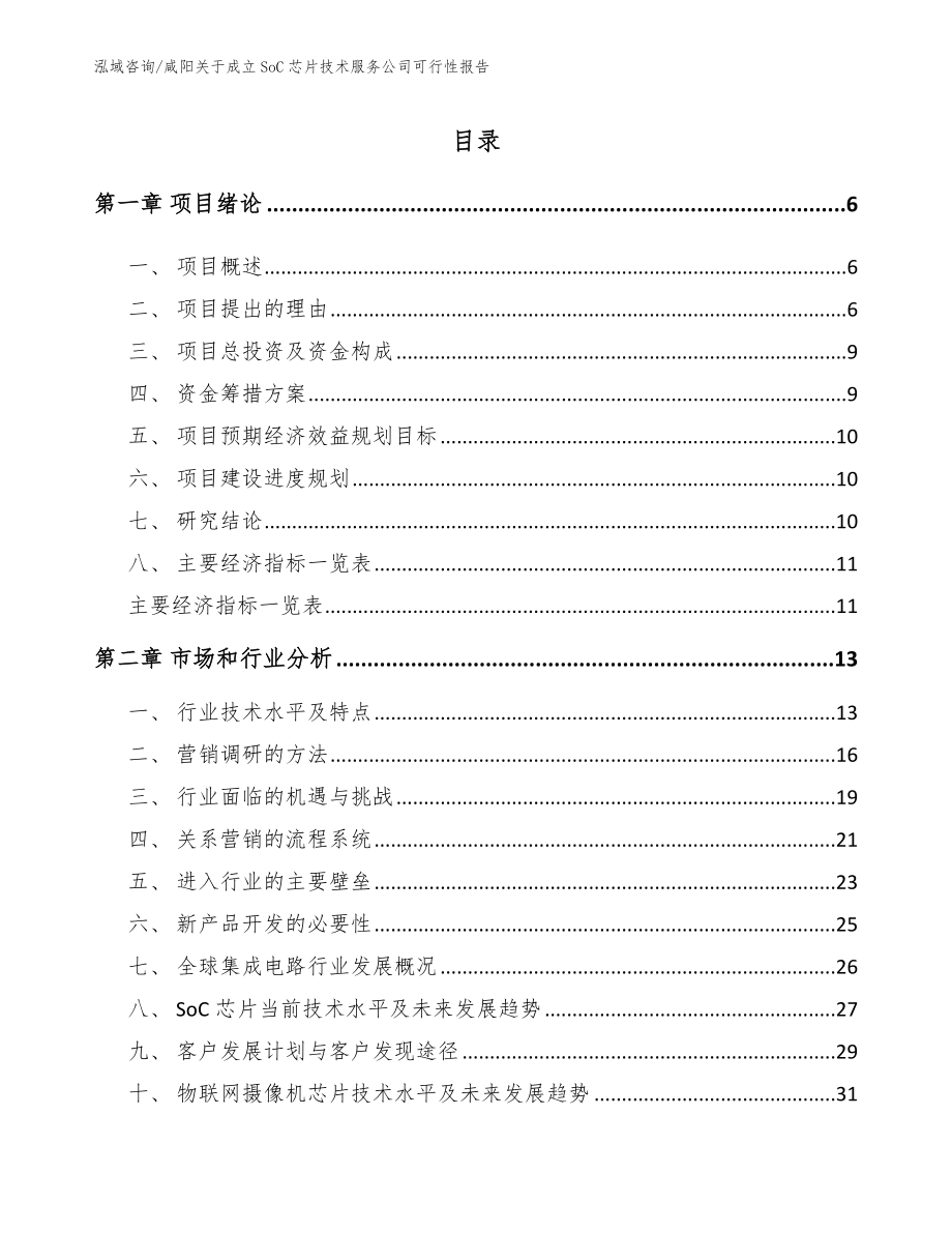 咸阳关于成立SoC芯片技术服务公司可行性报告范文参考_第1页