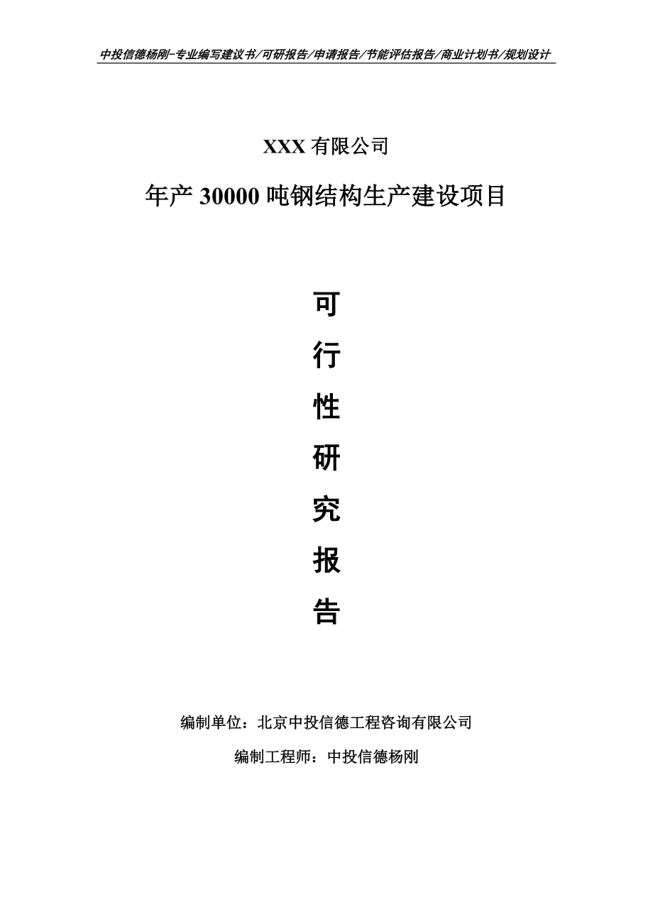 年产30000吨钢结构生产建设可行性研究报告建议书_第1页