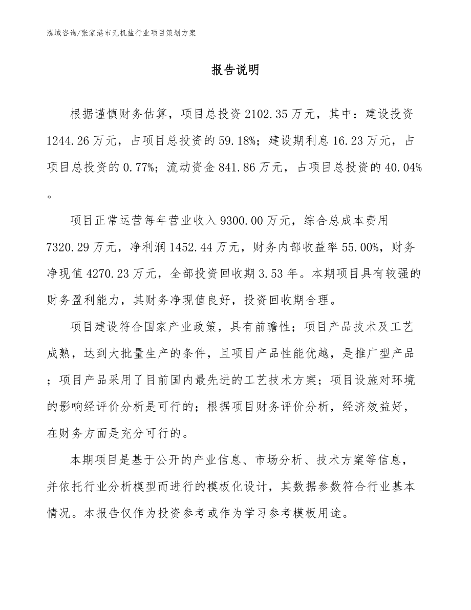 张家港市无机盐行业项目策划方案_第1页