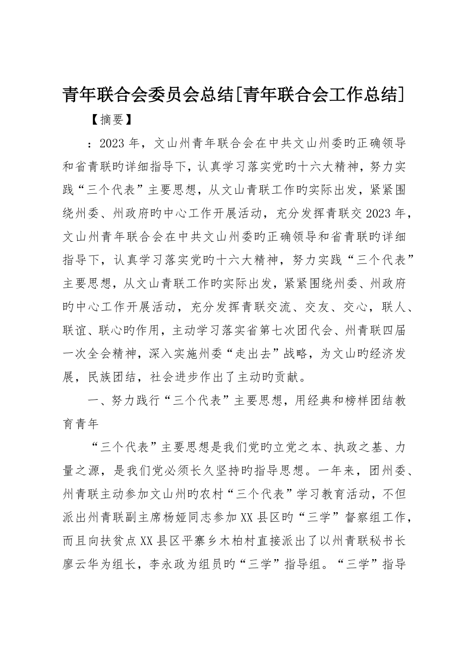 青年联合会委员会总结青年联合会工作总结_第1页