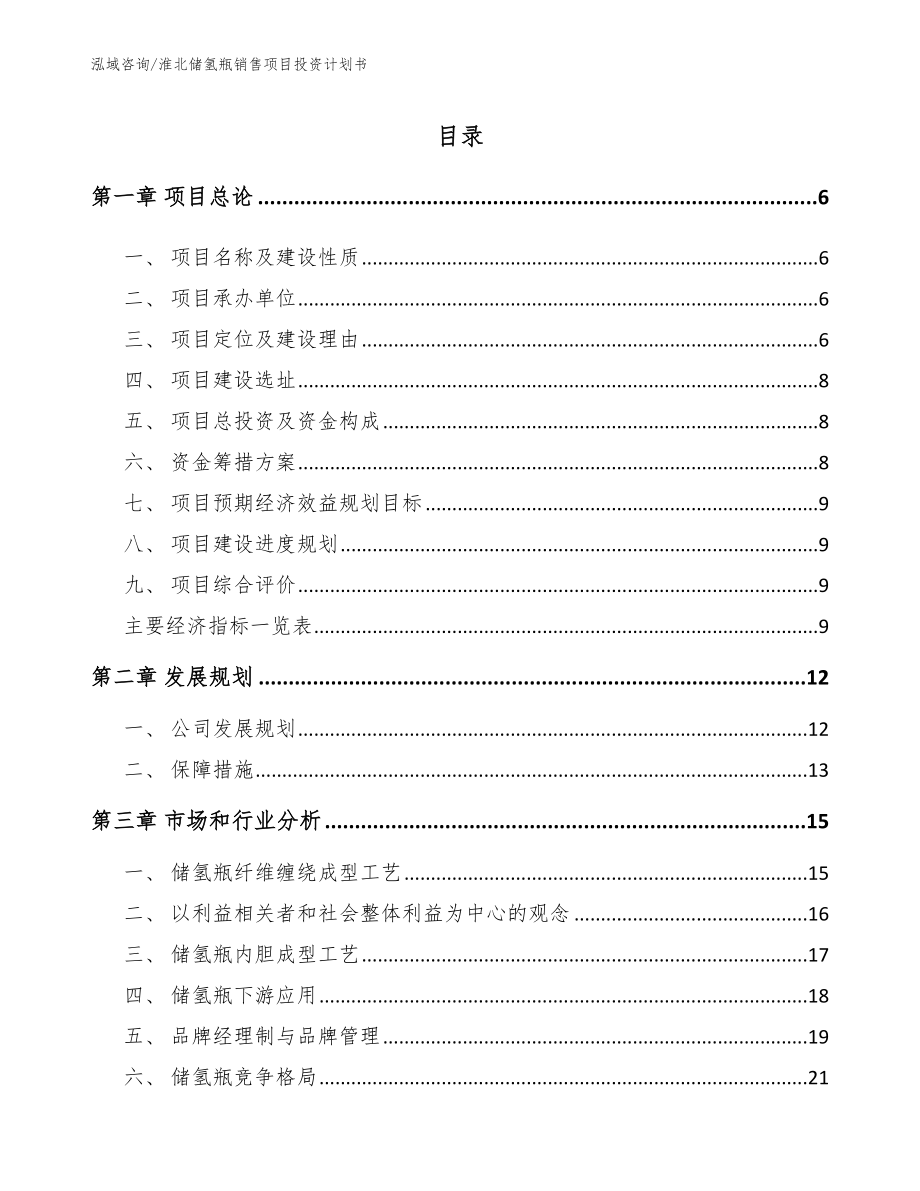 淮北储氢瓶销售项目投资计划书（参考模板）_第1页