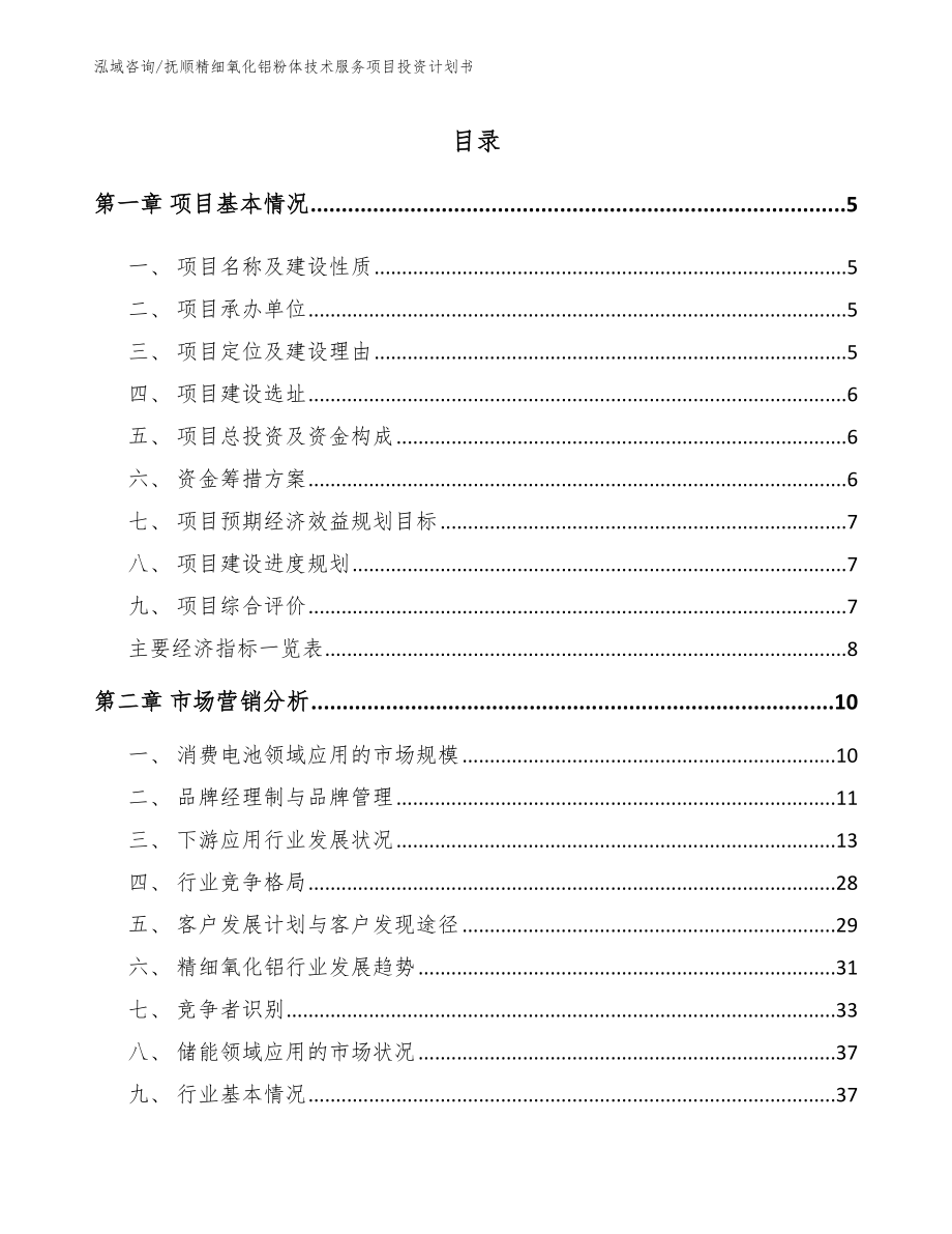 抚顺精细氧化铝粉体技术服务项目投资计划书模板参考_第1页