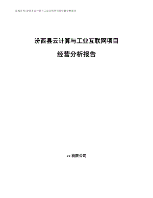 汾西县云计算与工业互联网项目经营分析报告