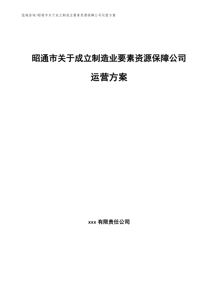 昭通市关于成立制造业要素资源保障公司运营方案参考范文_第1页