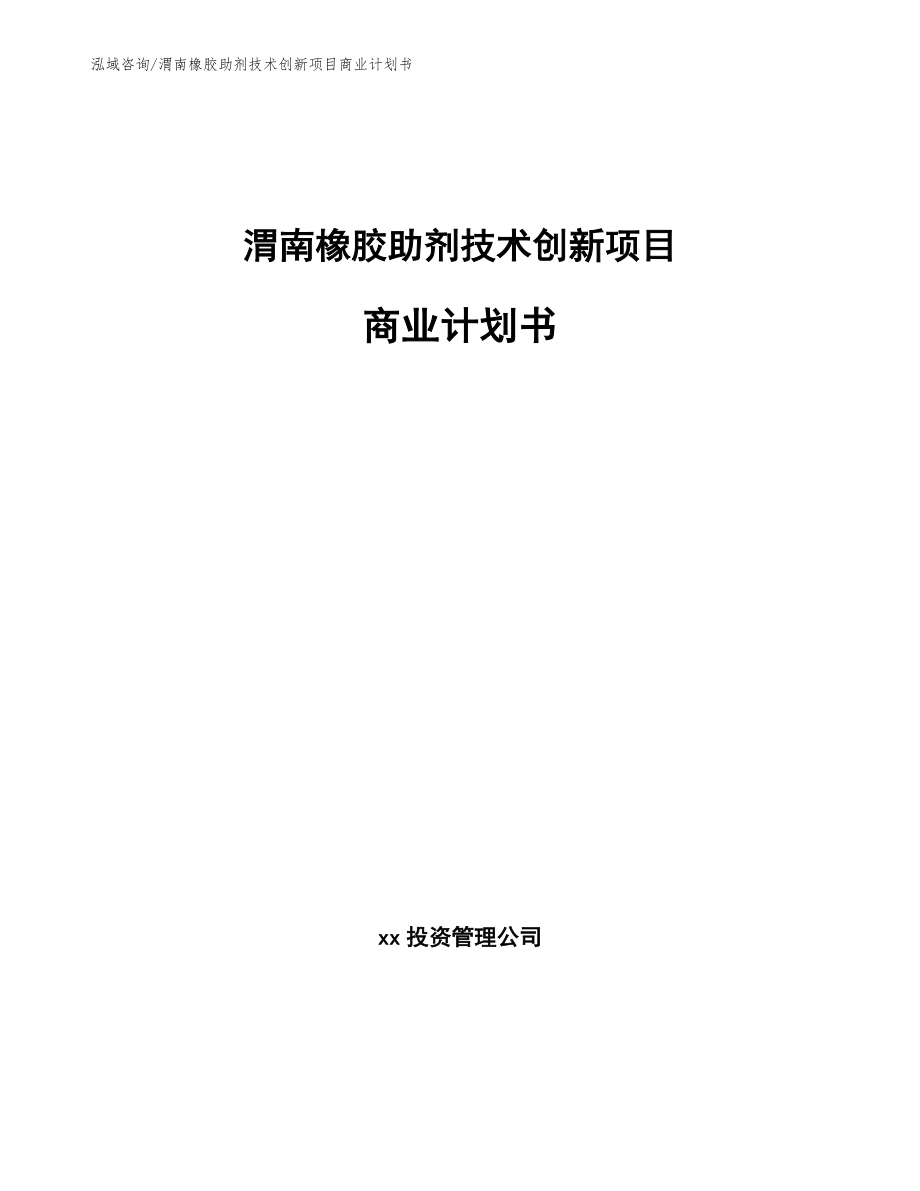 渭南橡胶助剂技术创新项目商业计划书_第1页