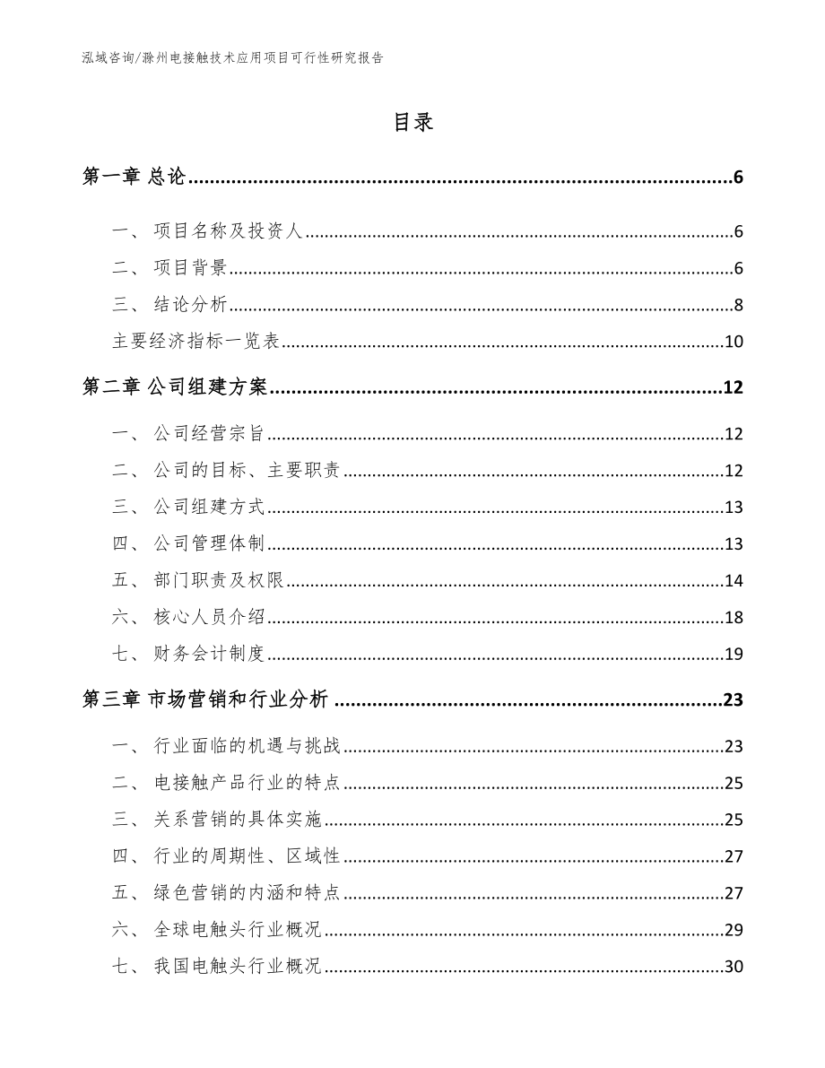 滁州电接触技术应用项目可行性研究报告范文模板_第1页