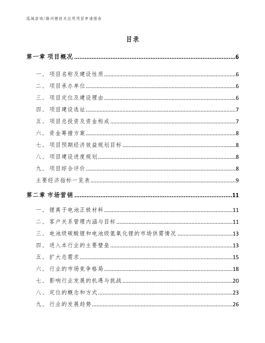 滁州锂技术应用项目申请报告_范文_第1页