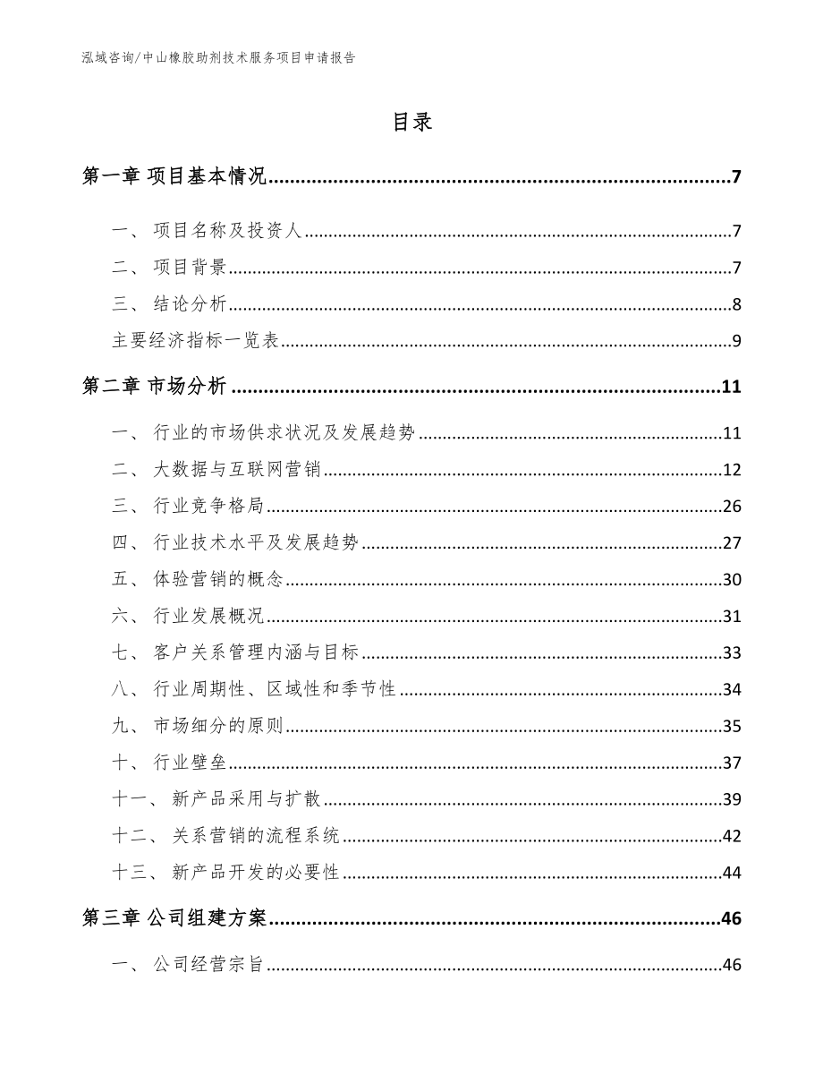 中山橡胶助剂技术服务项目申请报告_第1页