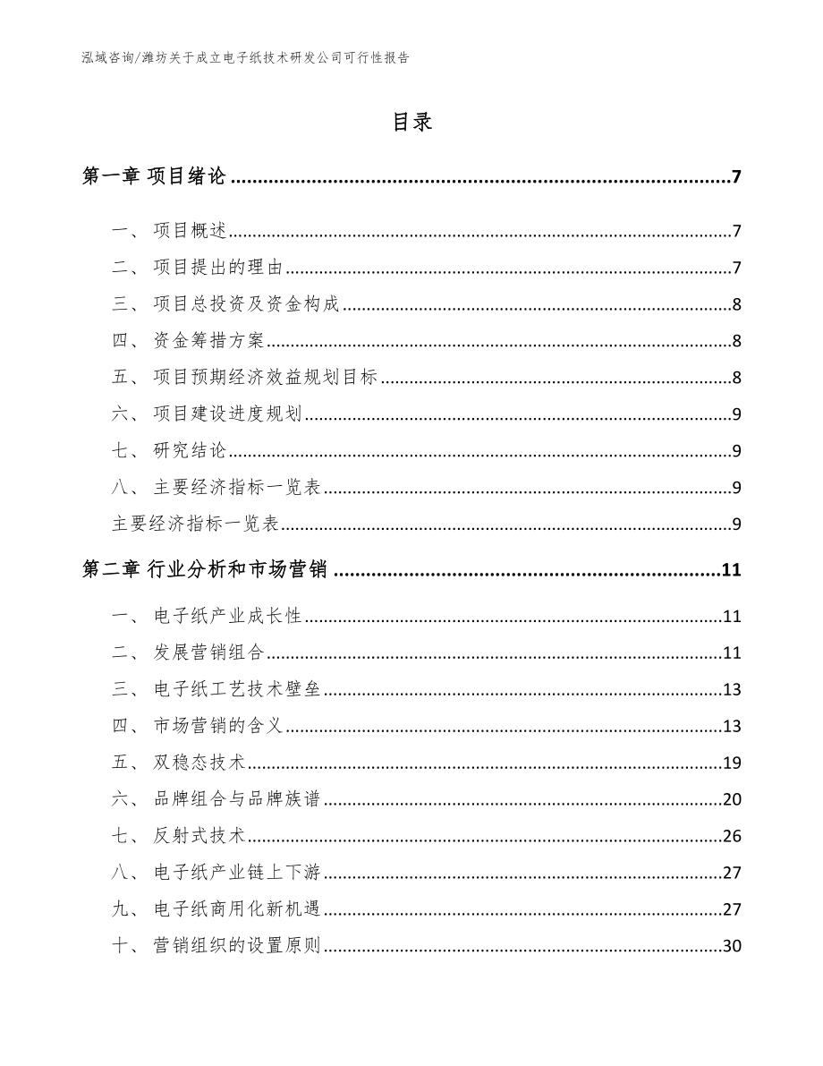 潍坊关于成立电子纸技术研发公司可行性报告_模板范本_第1页