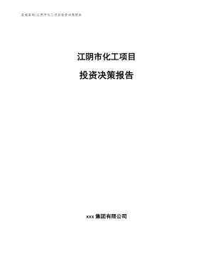 江阴市化工项目投资决策报告