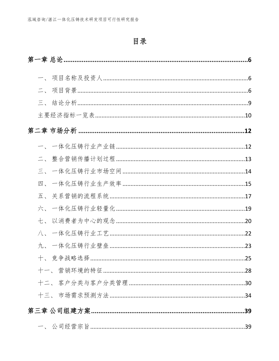 湛江一体化压铸技术研发项目可行性研究报告范文_第1页