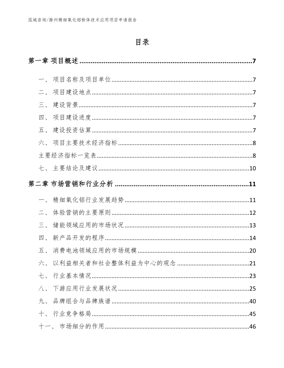 滁州精细氧化铝粉体技术应用项目申请报告【范文模板】_第1页