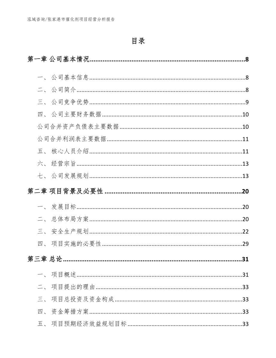 张家港市催化剂项目经营分析报告【范文】_第1页