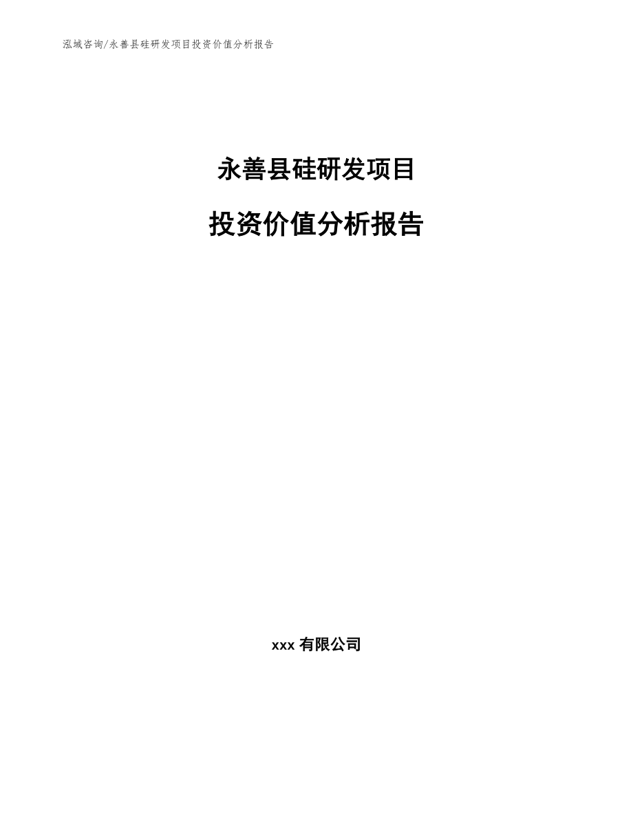 永善县硅研发项目投资价值分析报告【参考范文】_第1页