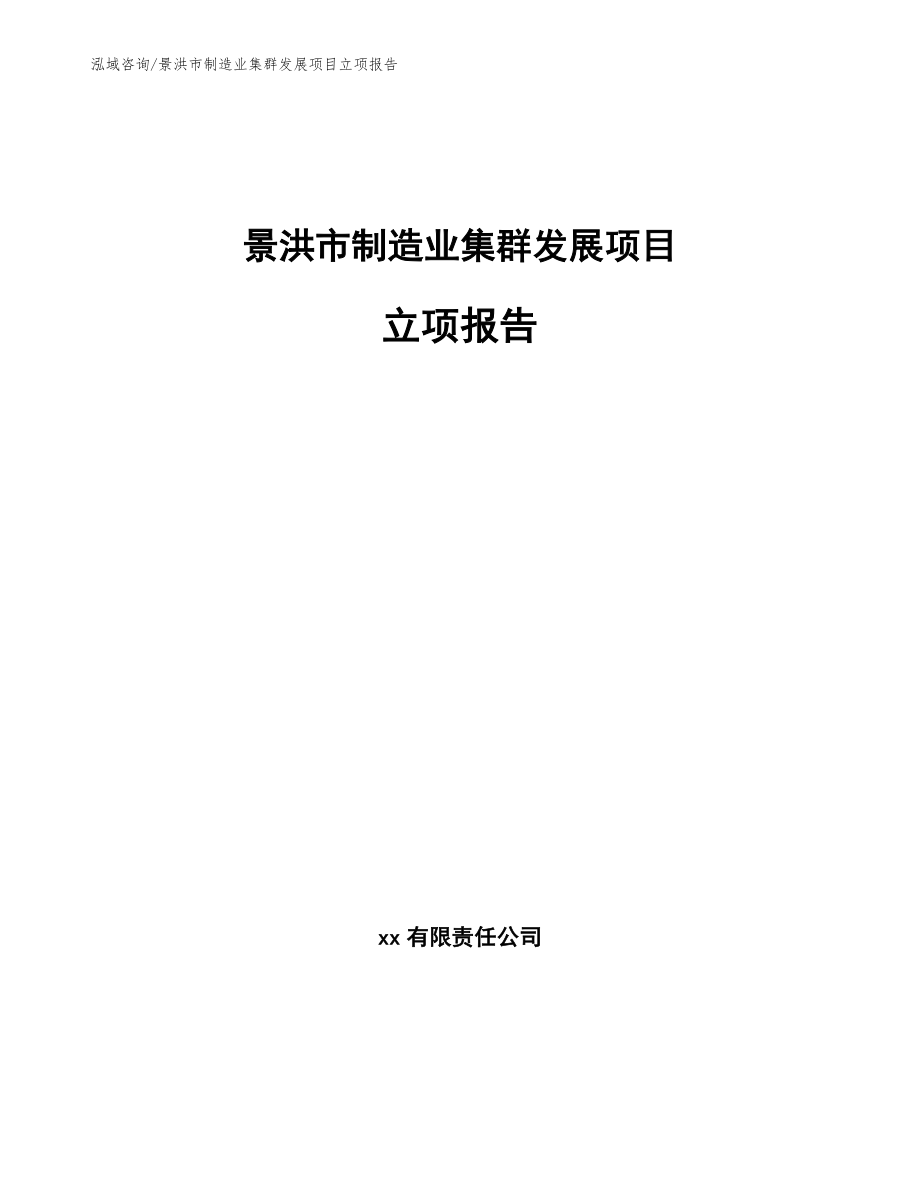 景洪市制造业集群发展项目立项报告（模板）_第1页