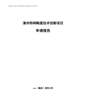 漳州特种陶瓷技术创新项目申请报告