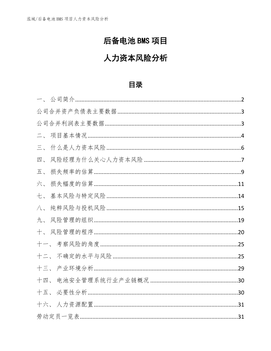 后备电池BMS项目人力资本风险分析_第1页