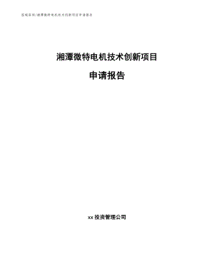湘潭微特电机技术创新项目申请报告【模板范文】