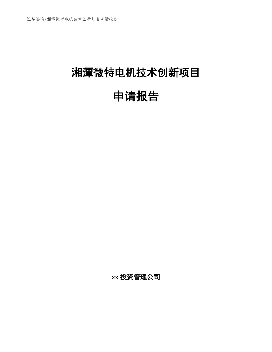湘潭微特电机技术创新项目申请报告【模板范文】_第1页