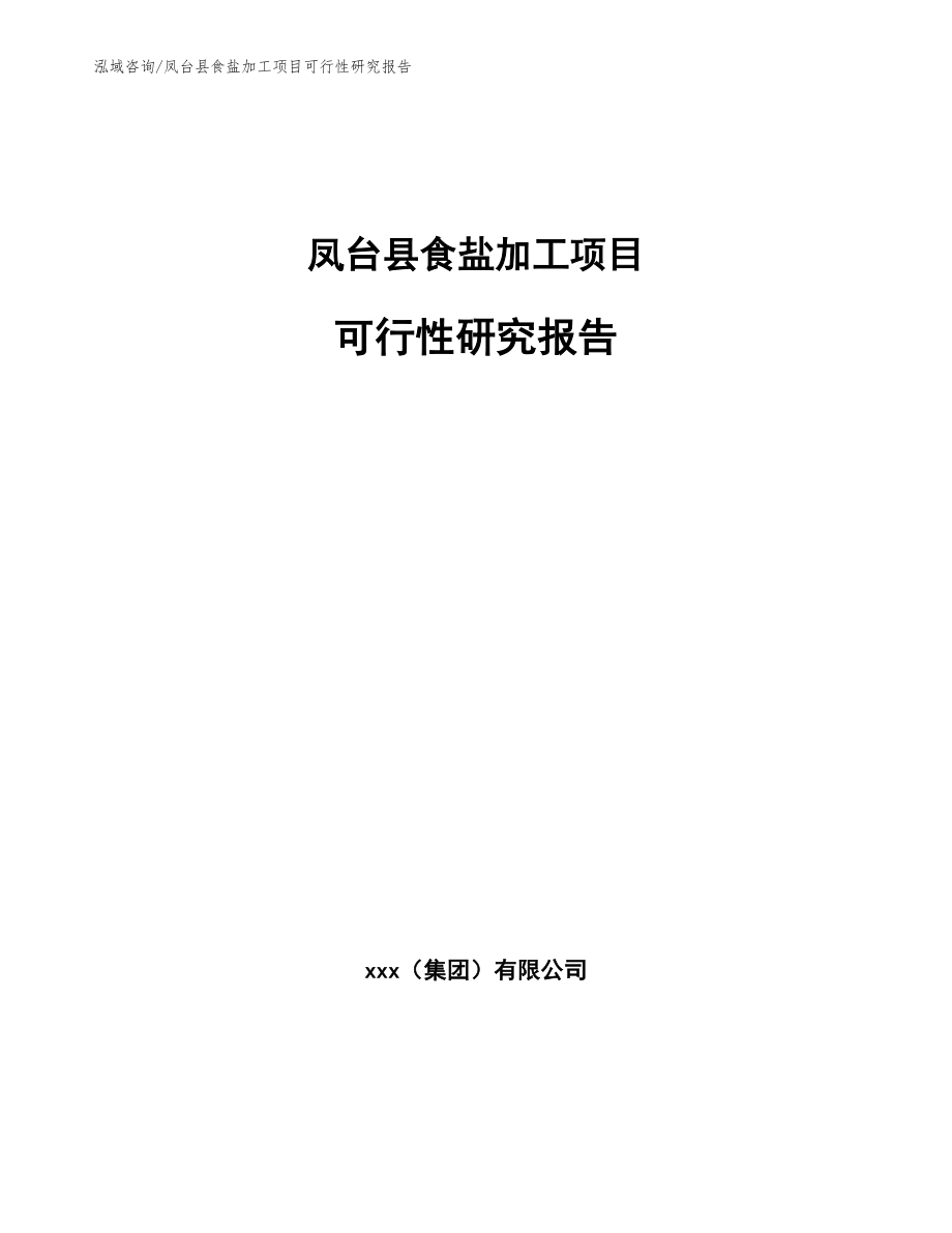 凤台县食盐加工项目可行性研究报告模板范本_第1页