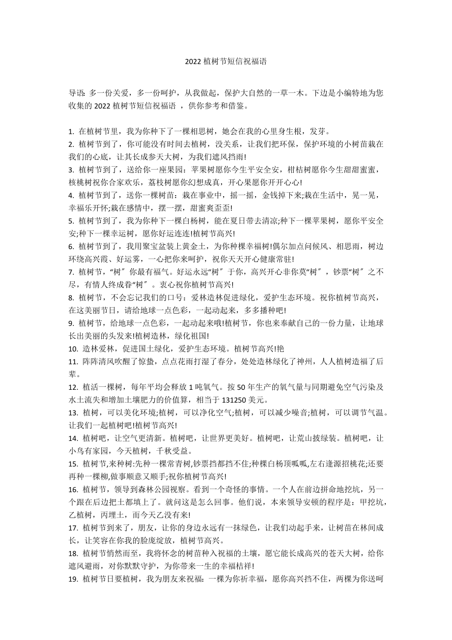 2022植树节短信祝福语_第1页
