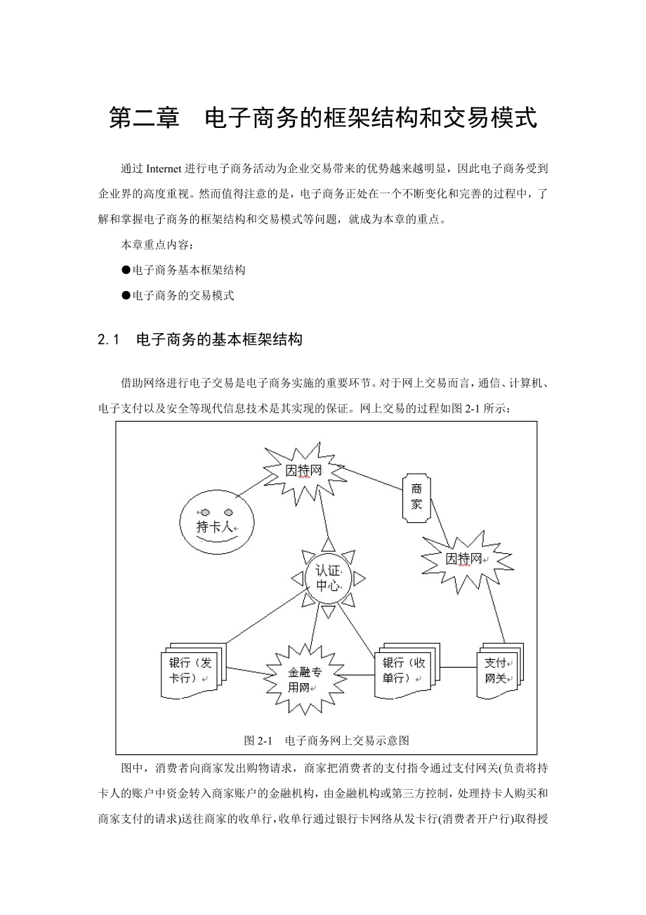 电子商务的框架结构和交易模式_第1页