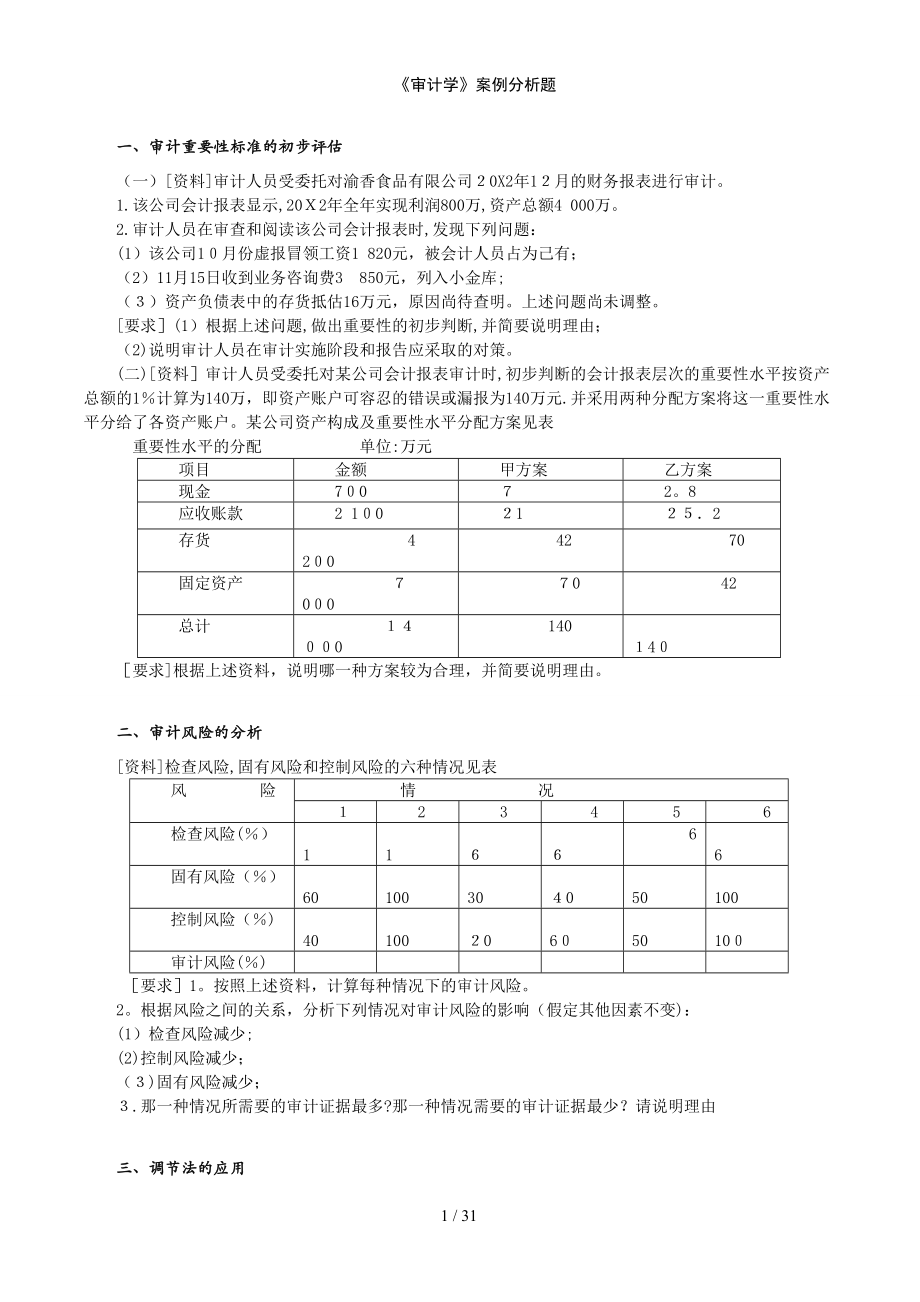 审计学教学案例分析_第1页